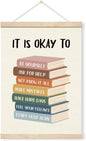 Geondos Mental Health Canvas Banner - It is Okay to Be Yourself, Educational Wall Art, Canvas Poster Hanger for Wall, Bedroom Playroom Decor, Classroom Decor, Therapy Banner Gift 11.8x15.7 Inches