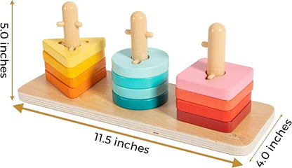 Montessori-Inspired Stacking, Shapes and Colors Sorting Toys for Toddlers, Twist and Pivot, Problem-Solving and Fine Motor Skills Development, Educational and Learning Toys for 1+ Year Old