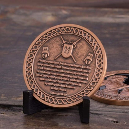 Armor of God Challenge Coin - Antique Copper - Collector's Medallion - Military Coins Designed by US Military Veterans