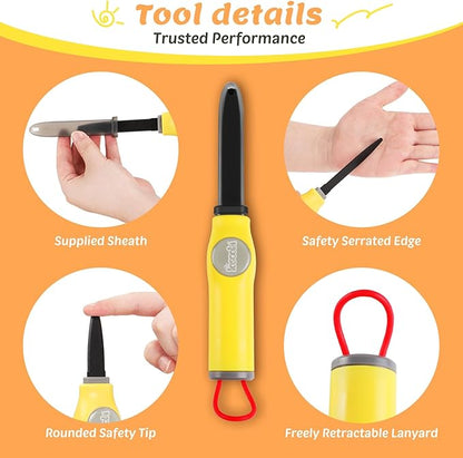 Cardboard Cutter Tools for Kids - 153 Pcs Kid Safe Cardboard Cutter with Saws, Fold-Roller, Gloves & More, STEM Educational Construction Toys Gift for 5 6 7 8 Year Old Boys Girls
