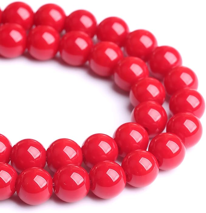 75PCS 10MM Red Glass Round Spacer Loose Beads for Jewelry Making DIY Bracelet Necklace