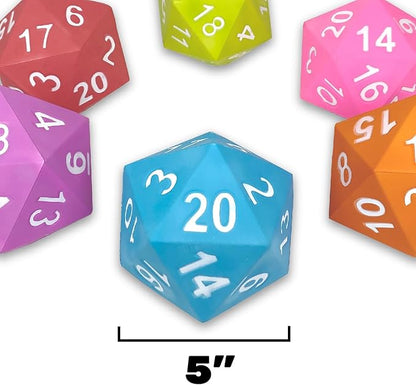 KESS Giant D20 Foam Dice: Oversized 20-Sided Dice for RPG and Collectors - 6 Vibrant Colors, Perfect for Outdoor Fun in Backyard, Pool, Beach. Ages 6+ (Purple)