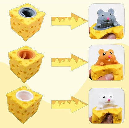 3 PCS Set Squeeze Toys Squishes Toy Decompression Cheese Mouse Cup Squeeze Toys,Sensory Fidget Toys,Stress Relief for Kids & Adult Tricky Funny Novelty Toy