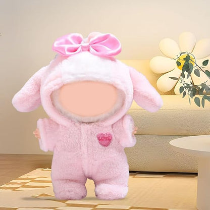 Clothes for Doll, Pink Bunny Plush Outfit for 17 cm (6.7in) Dolls, Keychain Accessories for Dolls - Cute Clothes for Boys Girls Birthday (Pink Bunny)