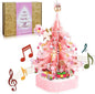 Christmas Tree Building Blocks Set, 675 PCS Pink Crystal Music Box with LED Light Adult Idea Kids Girls Toy 8-12