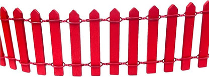 35 Inches Mini Fairy Garden Fence DIY Christmas Small Wood Decorative Picket Fence Micro Landscape Miniature Ornaments for Dollhouse, Crafts, Diorama Project, Plant Pot, Red