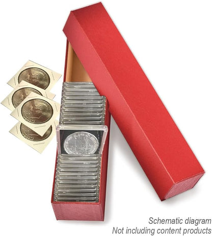 GRAND ORANGE Lots of 10 2x2 9 Inch Coin Red Boxes Storage Case