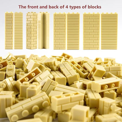 Wall Masonry Profile Bricks Parts: 340 PCS Classic Wall Accessories Building Block(Beige)