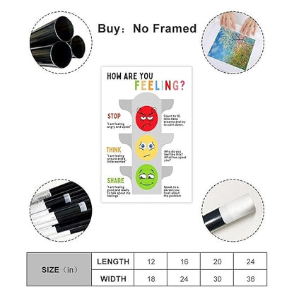 XIANF Self Regulation Traffic Lights Management Classroom Poster, Social Emotional Learning, Feelings Emotions Canvas Poster for Classroom School Therapy Room Unframe:20x30inch(50x75cm)