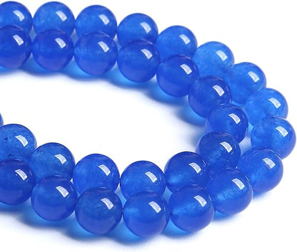 6MM 60PCS Deep Blue Chalcedony Natural Stone Loose Beads for Jewelry Making DIY Bracelet