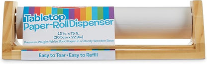 Melissa & Doug Wooden Tabletop Paper Roll Dispenser With White Bond Paper (12 inches x 75 feet) Drawing For Kids Art, Craft Roll For Kids