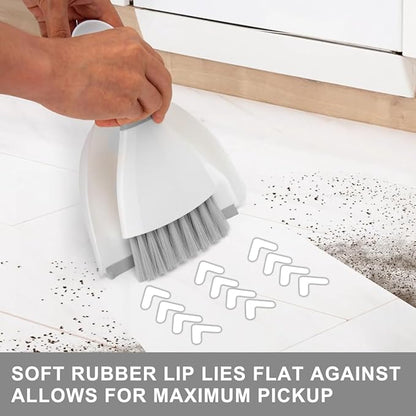 Dust Pan Broom Brush Dustpan - Dustpan and Brush Set, Mini Dust Pans with Brushes, Handheld Broom Cleaning for Tables, Keyboards, Guinea Pig Cage, and Cat Litter, etc.（Gray 3 Set）