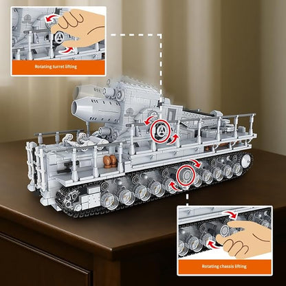 DUANT FC4303 1: 26 Karl Heavy Mortar Building Blocks Set, 2875 Pieces WW2 German Army Karl Mortar Vehicles Model, MOC Collectible Kit for Adults/Military Enthusiasts