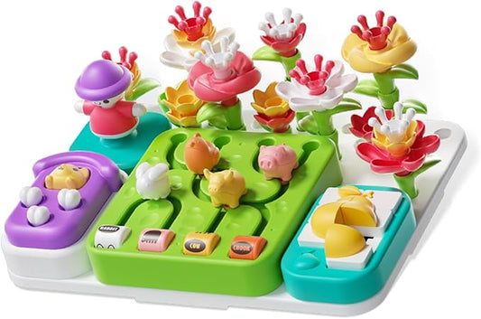 auby STEM Learning Toys for Toddlers 1-3 - Montessori Fine Motor Skills Development Toy with 30+ Building Blocks, Forest Maze Game & Garden Playset for Baby Boys Girls Age 18M+