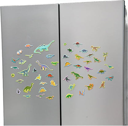 Dinosaurs Fridge Magnets for Kids, 50 PCS Refrigerator Magnets for Toddlers, Create a Scene Magnetic Play Sticker Book Travel Game Educational Toys for Kids