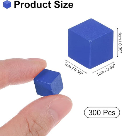 uxcell 300Pcs Wood Blocks for Crafts, 1cm Unfinished Wood Cube Solid Wooden Blank Square Block for DIY Craft Projects Personalized Gifts, Blue