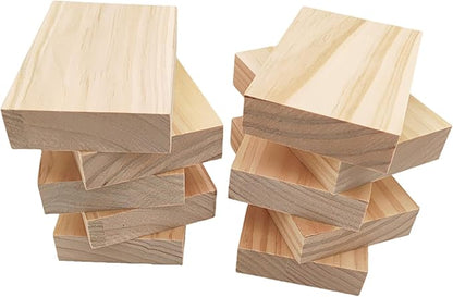 10PCS Rectangle Wood Boards Unfinished Wood Blocks for Crafting, 4.7x3x1in Blank Whittling Wooden Blocks for Wood Carving,Painting & Burning