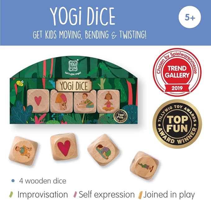 Yogi Dice Educational Yoga Dice Game for Kids, Fun Yoga Exercise Dice for Solo or Group Play