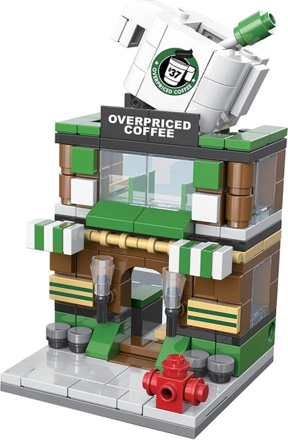 Brick Loot Mini City Coffee Shop Building Set - 208 Pieces, Toy Building Blocks, Compatible with Lego and Major Brands, Includes Barista Minifigure, Fun Toy for Kids and Adults, Ages 6+
