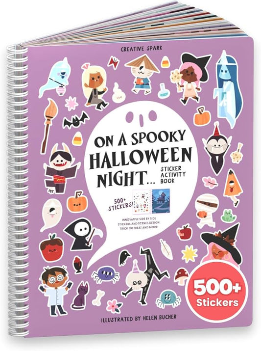 Halloween Sticker Book for Kids 3-5 Spooky, Children's Crafts (500+ Cute Halloween Stickers for Kids & 12 Scenes) Holiday Activity Books, Fall Coloring Book Children Ages 4-8