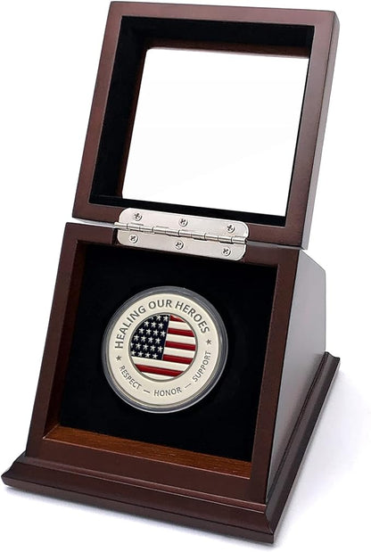 Challenge Coin Display Case Walnut Color 1.5-1.75 Inch 38-44.5 mm Coin Holder 1 Slot