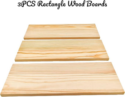 3PCS Rectangle Wood Boards Unfinished Wood Blocks for Crafting, 11.8x3.9x0.4in Blank Whittling Wooden Blocks for Wood Carving,Painting & Burning