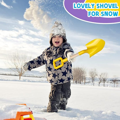 Dilabnba 16Inch Kids Beach Spades Sand Shovels, Jumbo Sturdy Wood Handle ABS Plastic Shovels Scoops Tools for Digging Beach Sandbox Snow, Sandbox Garden Toys Set for Toddlers Kids 3-10(2PCS)
