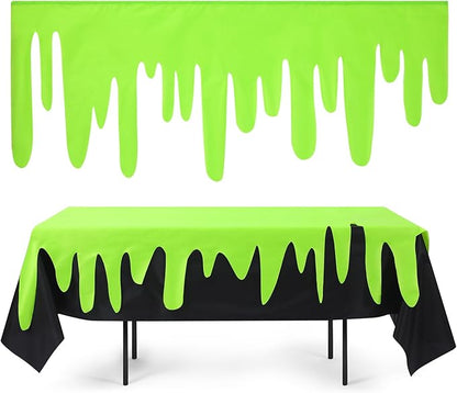Oudain 3 Pieces Ghost Themed Tablecloths Waterproof Halloween Rectangle Table Cover Disposable for Boy Birthday Party Baby Showers Supplies Black and Green Table Cloth for Halloween Decoration