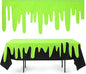 Oudain 3 Pieces Ghost Themed Tablecloths Waterproof Halloween Rectangle Table Cover Disposable for Boy Birthday Party Baby Showers Supplies Black and Green Table Cloth for Halloween Decoration