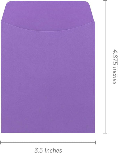 Hygloss 30 Library Card Pockets 3.5x5 Inch - Non-Adhesive Pocket Envelopes - Violet - Classroom Envelope Pockets - Ideal for Organizing - Colorful Small Library Book Pocket