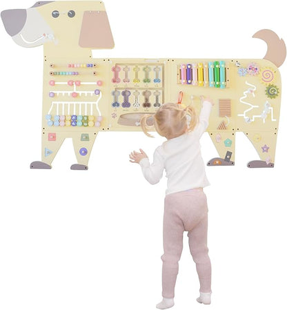 Dog Activity Wall Busy Board Panels, Toddler Learning Activity Center, Montessori Sensory Activity Board, Educational Toys for Children’s Playroom & Daycare