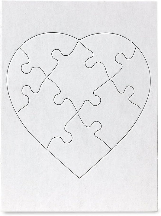 Hygloss 12 Blank Heart Puzzles – 6 x 8 Inches – Ideal for Valentine’s Day Crafts – Write, Draw, and Decorate – 8 Pieces Each