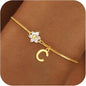 C-leen Gold Initial Bracelets for Women Girls - 18K Gold Plated Flower CZ Initial Bracelet Teen Girl Gifts Trendy Stuff Dainty Gold Bracelets for Women Girls Trendy Jewelry Gifts