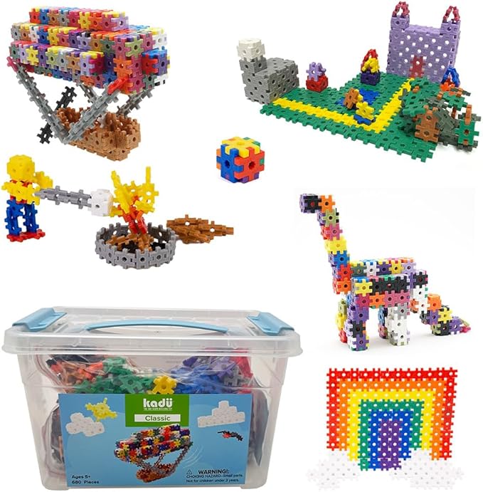 KADU 680pc Rainbow Classic Set - STEM/STEAM Building + Construction Toy, for Open + Imaginative Play - Ages 5+