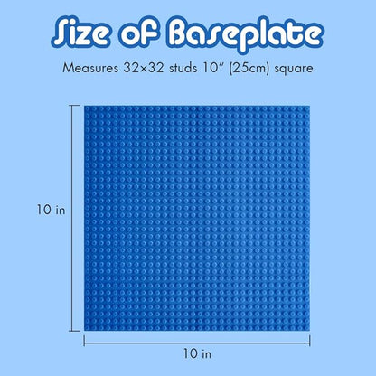 Lekebaby Classic Baseplates Building Base for Building Bricks 100% Compatible with Major Brands-Baseplate 10" x 10", Pack of 6 (Blue)