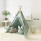 Kids Teepee Tent with White Pom Pom - Indoor Play Teepee for Children Boys Portable Play House (Green)