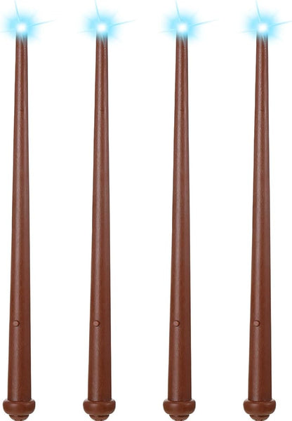 Sumind 4 Pieces Light up Wand Magic Light and Sound Toy Wizard Wands, Illuminating Witch Wand, Costume Accessory for Halloween Cosplay Birthday Party Favors(Brown)
