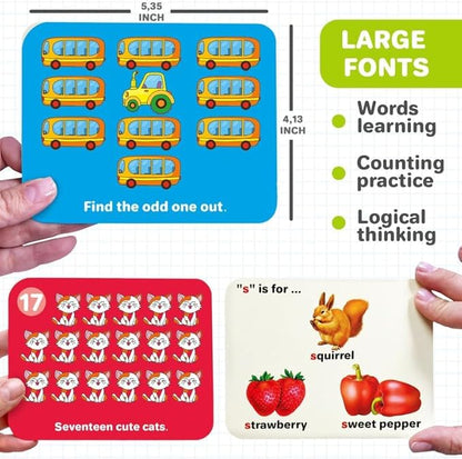 QUOKKA ABC Learning Flash Cards for Toddlers 1-3 Years - 120 Flashcards for Kids 2-4 in a Bag - Alphabet Numbers Letters Preschool Activities Ages 4-8 - Gift Speech Therapy Toys 1-3-5 yo