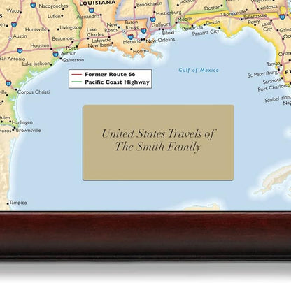 Map Your Travels Personalized U.S. Traveler Wall Art | Premium Wood Frame | Detailed USA Wall Art | Framed size 33"x21"