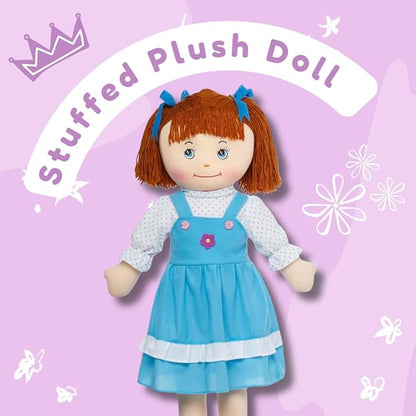 LOVE & HUG 36" Huggable Soft Doll with Blue Dress and Soft Yarn Hair