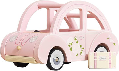 Le Toy Van - Wooden Daisylane Sophie's Car Accessories Play Set for Dolls Houses - Wooden Car Toy with Luggage Accessory - Dollhouse Accessories - Suitable for Ages 2+,Bright Pink, Medium