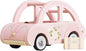 Le Toy Van - Wooden Daisylane Sophie's Car Accessories Play Set for Dolls Houses - Wooden Car Toy with Luggage Accessory - Dollhouse Accessories - Suitable for Ages 2+,Bright Pink, Medium