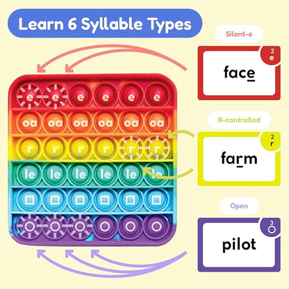 THE FIDGET GAME Science of Reading Flash Cards & Popping Mats - Master Digraphs & Syllables - Engaging Educational Kit for Dyslexia & Young Readers, Grades 1-3
