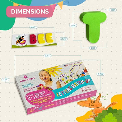 See & Spell Learning Educational Toys - Letters Match-up - CVC Word Builder Learn Alphabet in Game - 30 Double-Sided Flash Cards - Set 102pcs - Bath Foam Letters