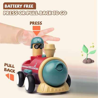 LiKee Toy Cars for Toddlers 1 2 3 4 Years Old Boy Girl, 4 Pcs Pull Back Cars for 18+ Months Baby Infant Gift, Kids Trucks Push and Go Back Friction Powered Vehicles (Transport)