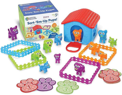 Learning Resources Sort-'Em-Up Pups, Sorting & Matching, 28 Pieces Ages 3+