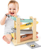 Car Ramp Toys for One Year Old Boy Birthday Gifts, Wooden Montessori Toys for 1 2 Year Old, Race Track Truck Toy with 4 Mini Cars/1 Parking Lot, First Christmas Birthday Gifts for Toddlers 1-3-2-4
