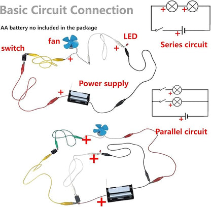 Delinx Fun Physics Science Experiment Kit: Windmill & Hand-cranked Generator, Solar Power, Basic Electric Circuit Learning, DIY Educational STEM Project for Kids & Teens, Girls & Boys