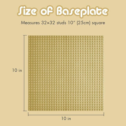 Lekebaby Classic Baseplates Building Base for Building Bricks 100% Compatible with Major Brands-Baseplate 10" x 10", Pack of 6 (Sand Color)