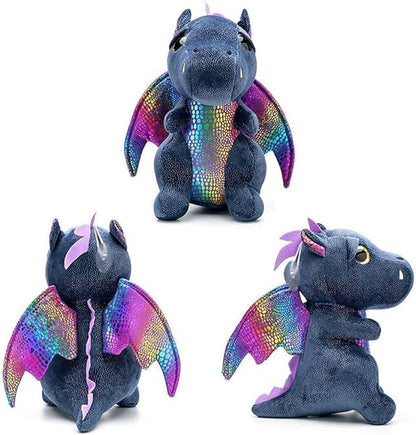 Dragon Stuffed Animal Cute Dragon Plush Doll Toy 10 inch for Girls Boys Christmas (Dragon Black 25cm)